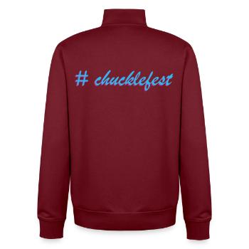 Chucklefest hatch tag slogan - Unisex Organic Zip Sweatshirt by Stanley/Stella - burgundy - Back - AI Model Male 185 dark (185cm)