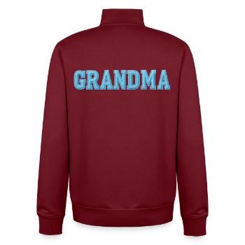 Typographie du tissu de lettrage grand-mère - Sweat zippé unisexe en coton bio Stanley/Stella - bordeaux - Dos - AI Model Male 185 dark (185cm)