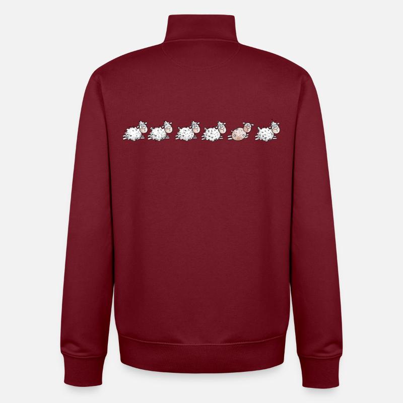 Troupeau de moutons et moutons tondus - Sweat zippé unisexe en coton bio Stanley/Stella - bordeaux