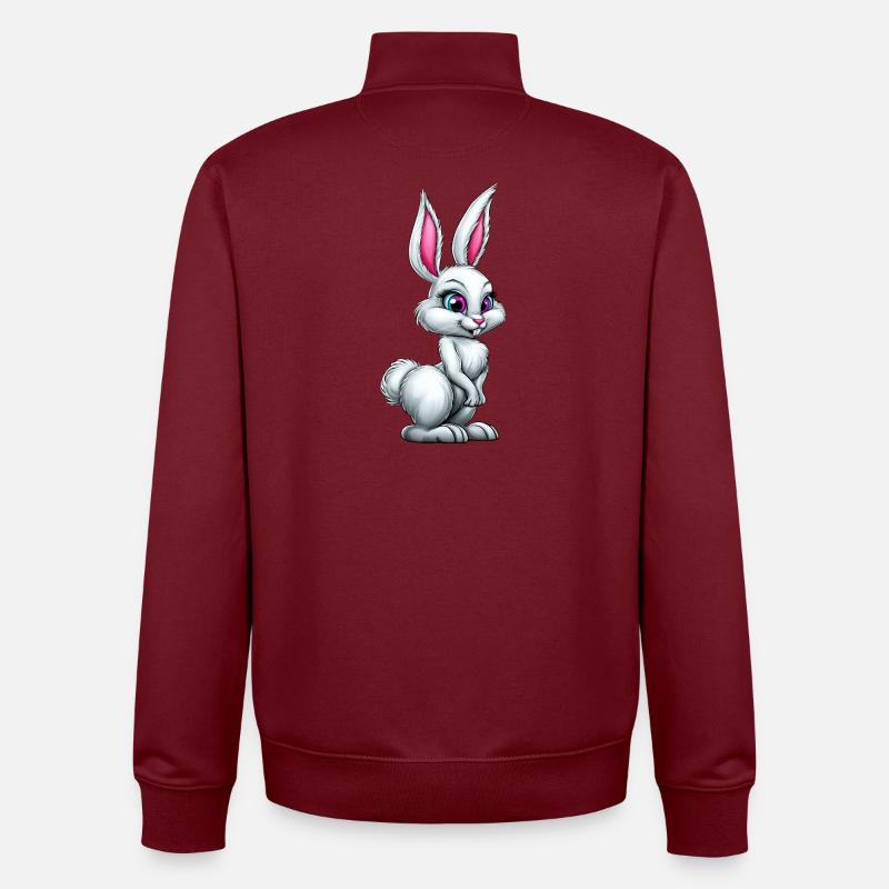 mignon lapin blanc :) - Sweat zippé unisexe en coton bio Stanley/Stella - bordeaux