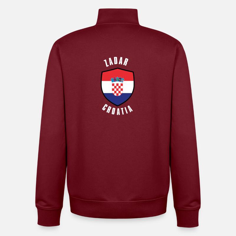 Conception du drapeau du bouclier croate - Sweat zippé unisexe en coton bio Stanley/Stella - bordeaux