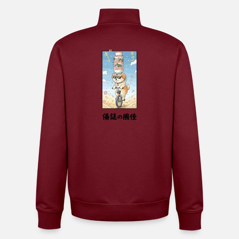 Noodle Stack Pup sur monocycle - Sweat zippé unisexe en coton bio Stanley/Stella - bordeaux