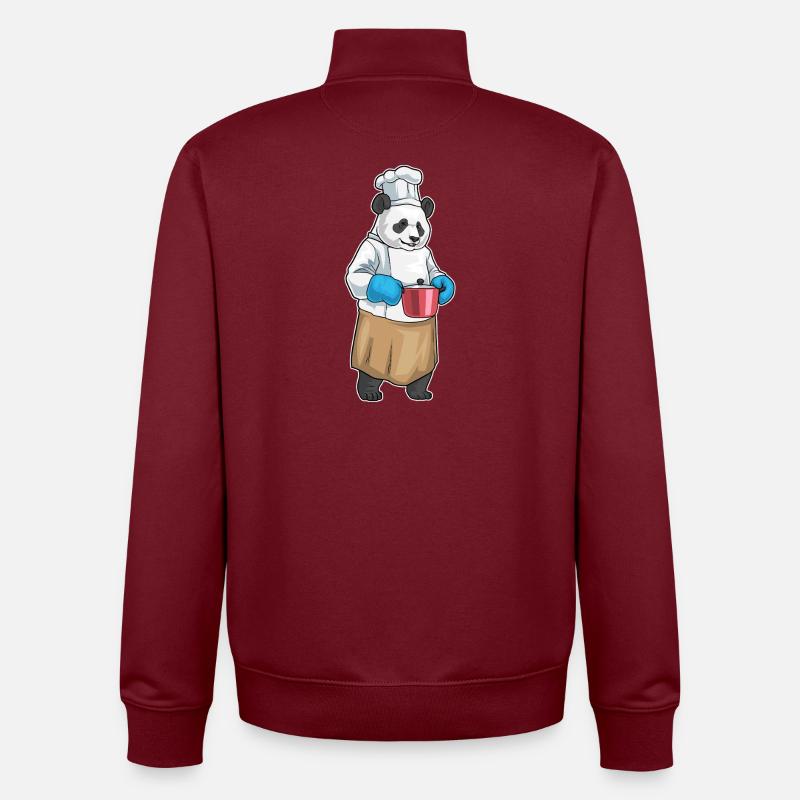 Panda Koch Kochtopf Kochen - Unisex Organic Zip Sweatshirt von Stanley/Stella - Burgunderrot
