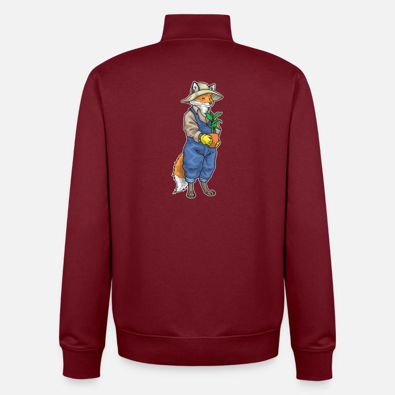 Fuchs Gärtner Pflanze Garten - Unisex Organic Zip Sweatshirt von Stanley/Stella - Burgunderrot