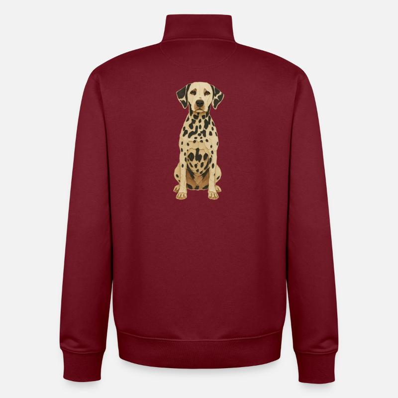 Dalmatian Patch Art Tee - Unisex Organic Zip Sweatshirt by Stanley/Stella - burgundy