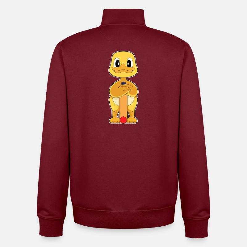 Canard Cricket Batte de cricket - Sweat zippé unisexe en coton bio Stanley/Stella - bordeaux