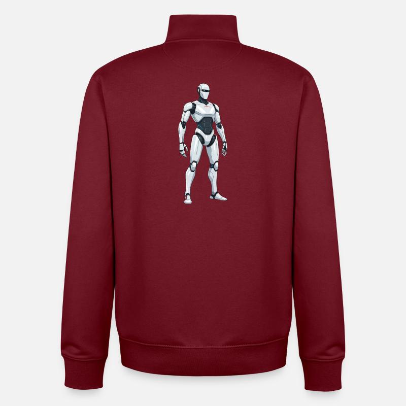 Weißer SciFi-Kampfroboter - Unisex Organic Zip Sweatshirt von Stanley/Stella - Burgunderrot