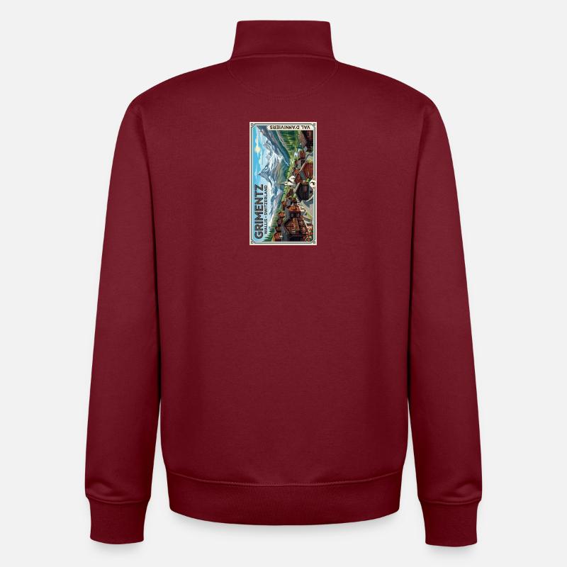 Grimentz Alpine Panorama Suisse - Sweat zippé unisexe en coton bio Stanley/Stella - bordeaux