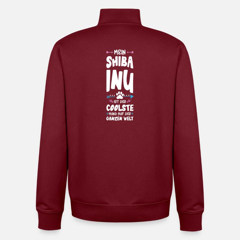 Dicton de chien Shiba Inu - Sweat zippé unisexe en coton bio Stanley/Stella - bordeaux