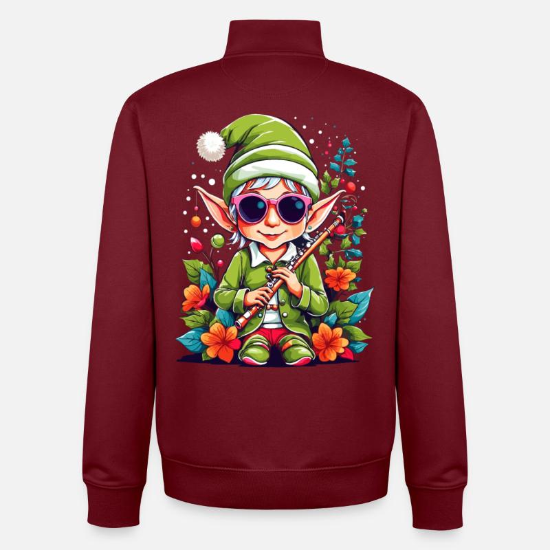 Elfe avec flûte - Sweat zippé unisexe en coton bio Stanley/Stella - bordeaux