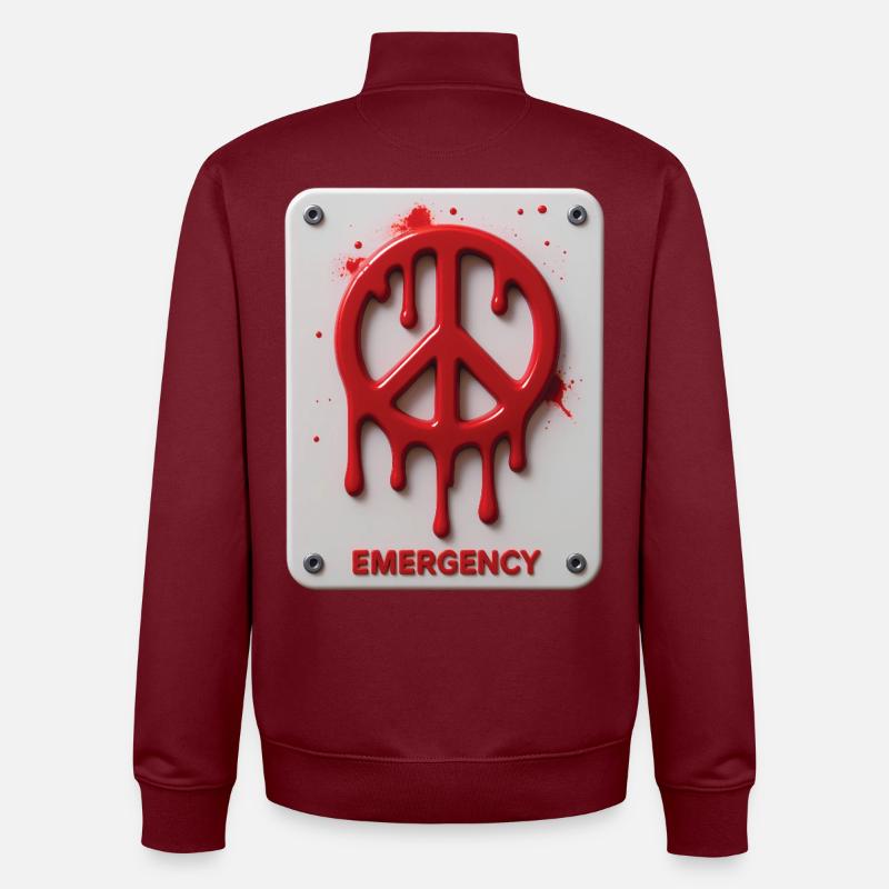 FRIEDENSNOTFALL #1 – Frieden & Liebe - Unisex Organic Zip Sweatshirt von Stanley/Stella - Burgunderrot