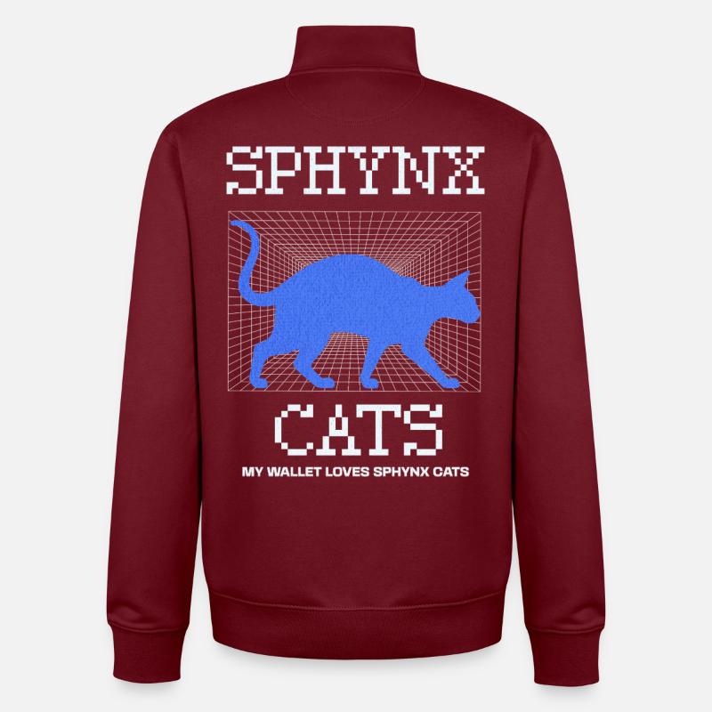 Chat Sphynx sans poils drôle - Sweat zippé unisexe en coton bio Stanley/Stella - bordeaux