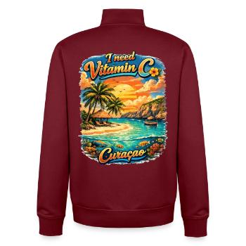 Vitamin C Curaçao - Unisex Organic Zip Sweatshirt by Stanley/Stella - burgundy - Back - AI Model Male 185 dark (185cm)