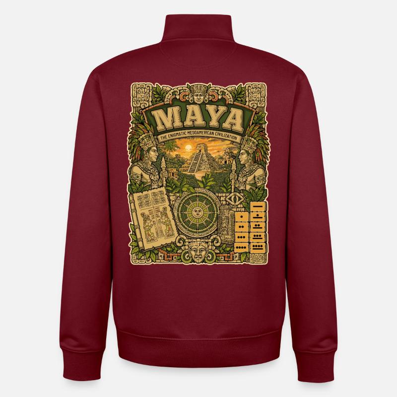 Maya-Zivilisation - Unisex Organic Zip Sweatshirt von Stanley/Stella - Burgunderrot