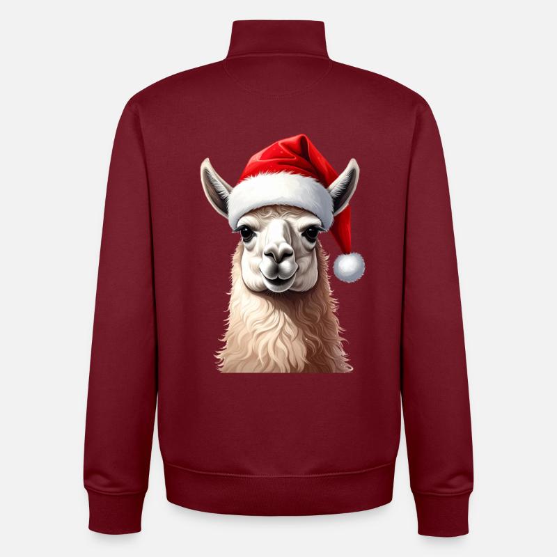 Lama oder Alpaka zu Weihnachten - Unisex Organic Zip Sweatshirt von Stanley/Stella - Burgunderrot