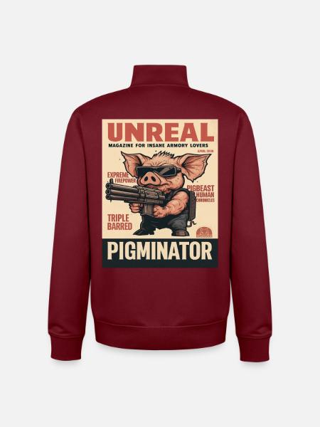Pigminator Retro Weapon Cover - Unisex Organic Zip Sweatshirt by Stanley/Stella - burgundy