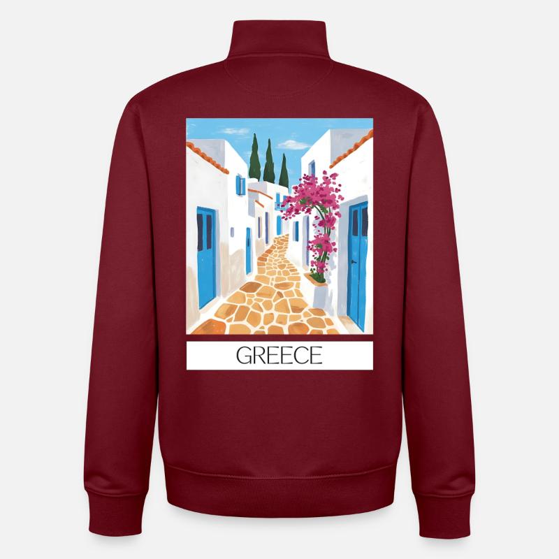 Griechischer Straßenpfad Blauweiß - Unisex Organic Zip Sweatshirt von Stanley/Stella - Burgunderrot