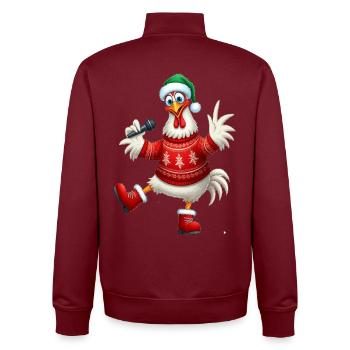 Pull de poule chantante de vacances - Sweat zippé unisexe en coton bio Stanley/Stella - bordeaux - Dos - AI Model Male 185 dark (185cm)