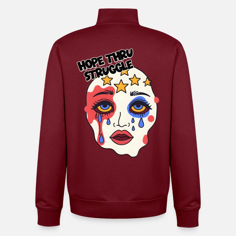 Masque d’espoir à travers la lutte - Sweat zippé unisexe en coton bio Stanley/Stella - bordeaux