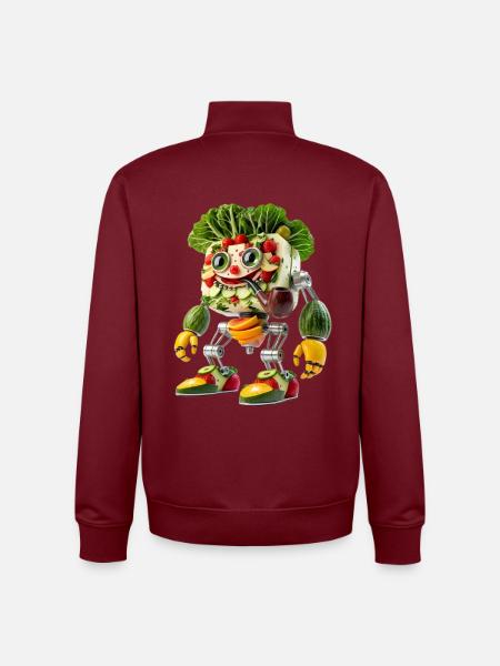 Kooky Veggie Robot Fruit Mash - Unisex Organic Zip Sweatshirt by Stanley/Stella - burgundy