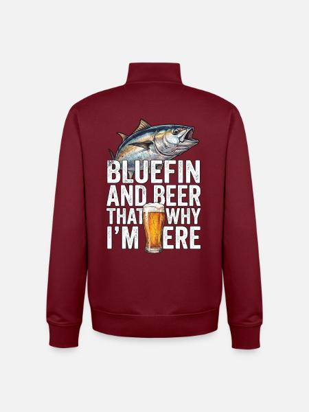 Bluefin Beer Fishing - Unisex Organic Zip Sweatshirt von Stanley/Stella - Burgunderrot