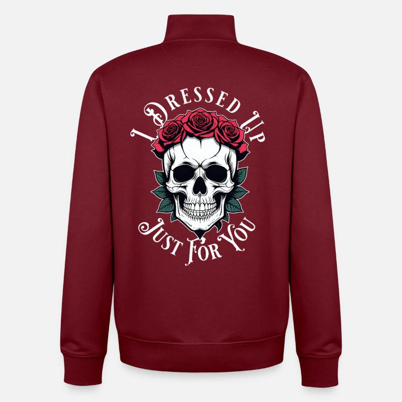crâne sombre romantique - Sweat zippé unisexe en coton bio Stanley/Stella - bordeaux