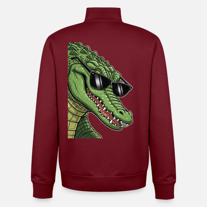 Crocodile décontracté avec lunettes de soleil - Sweat zippé unisexe en coton bio Stanley/Stella - bordeaux