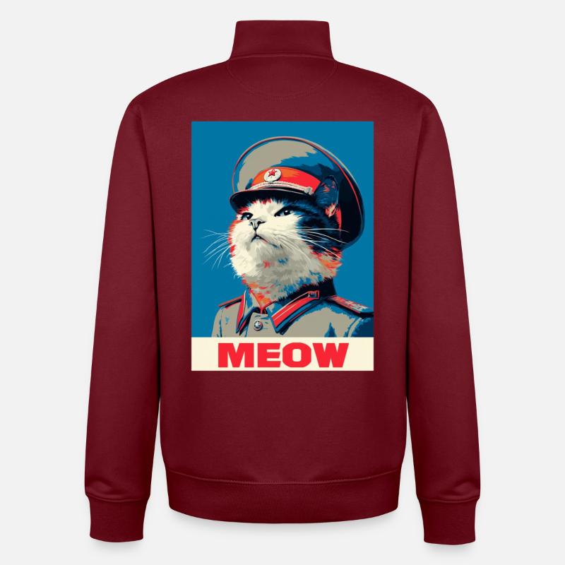 Chat Pop Art - Sweat zippé unisexe en coton bio Stanley/Stella - bordeaux