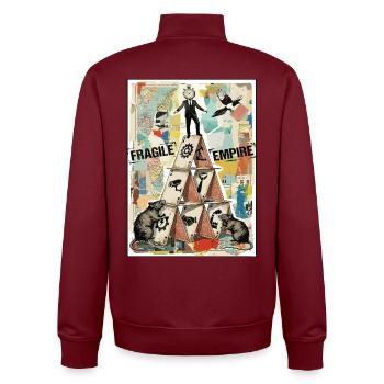 Fragile Empire Kartenhaus Systemkritik - Sweat zippé unisexe en coton bio Stanley/Stella - bordeaux - Dos - AI Model Male 185 dark (185cm)