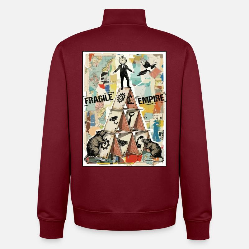 Fragile Empire Kartenhaus Systemkritik - Sweat zippé unisexe en coton bio Stanley/Stella - bordeaux