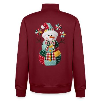 Patchwork Schneemann Feiertagsstimmung - Unisex Organic Zip Sweatshirt von Stanley/Stella - Burgunderrot - Hinten - AI Model Male 185 dark (185cm)