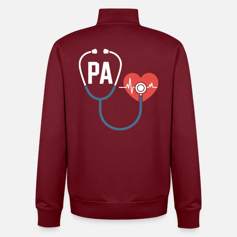 Papa, Ddy Heart Stéthoscope - Sweat zippé unisexe en coton bio Stanley/Stella - bordeaux