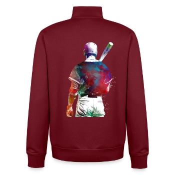 Baseballspieler #baseball #sport - Unisex Organic Zip Sweatshirt von Stanley/Stella - Burgunderrot - Hinten - AI Model Male 185 dark (185cm)
