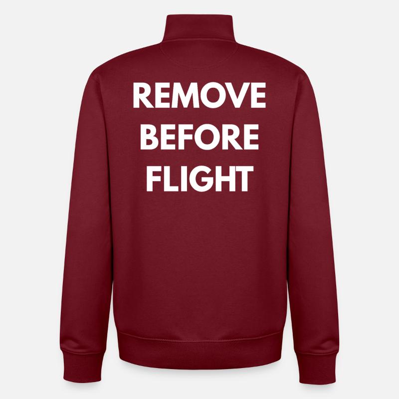 REMOVE BEFORE FLIGHT - Unisex Organic Zip Sweatshirt by Stanley/Stella - burgundy