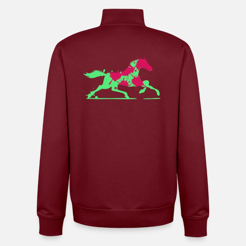 Cheval coloré - Sweat zippé unisexe en coton bio Stanley/Stella - bordeaux