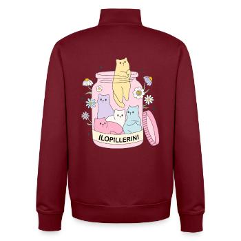 MEINE PILLE DER FREUDE - Unisex Organic Zip Sweatshirt von Stanley/Stella - Burgunderrot - Hinten - AI Model Male 185 dark (185cm)