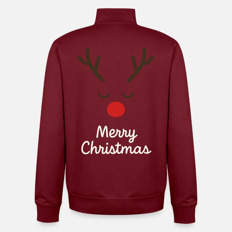 Hirsch Rudolph Joyeux Noël - Sweat zippé unisexe en coton bio Stanley/Stella - bordeaux