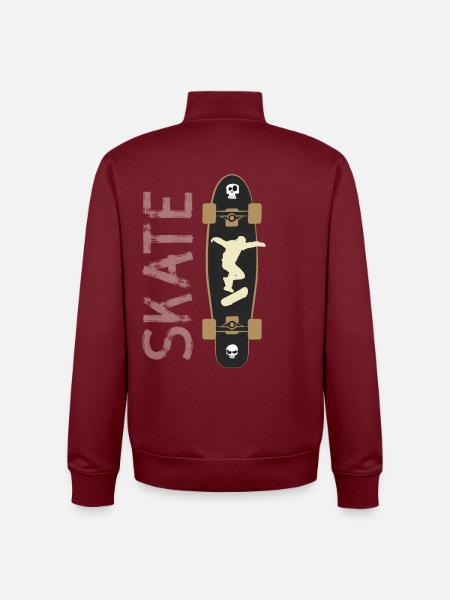 skate skateboard longboard halfpipe jump skull LOL - Unisex genser med glidelås i økologisk bomull Stanley/Stella - burgunderrød