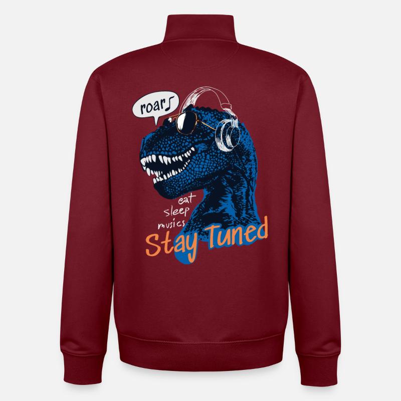 T-Rex Restez à l’écoute - Sweat zippé unisexe en coton bio Stanley/Stella - bordeaux