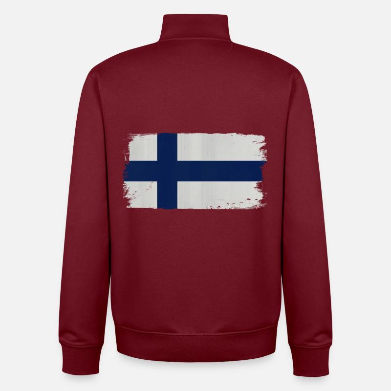 Drapeau finlandais aspect acrylique - Sweat zippé unisexe en coton bio Stanley/Stella - bordeaux