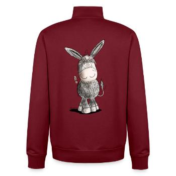 Happy Esel I Tiermotiv - Unisex Organic Zip Sweatshirt von Stanley/Stella - Burgunderrot - Hinten - AI Model Male 185 dark (185cm)