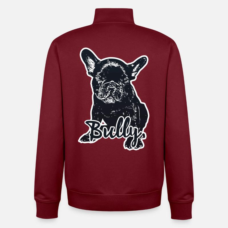 Bully black français bulldog chiot - Sweat zippé unisexe en coton bio Stanley/Stella - bordeaux