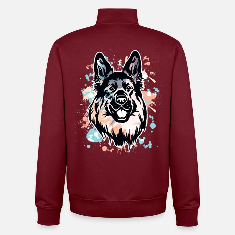 German Shepherd - Unisex Organic Zip Sweatshirt by Stanley/Stella - burgundy