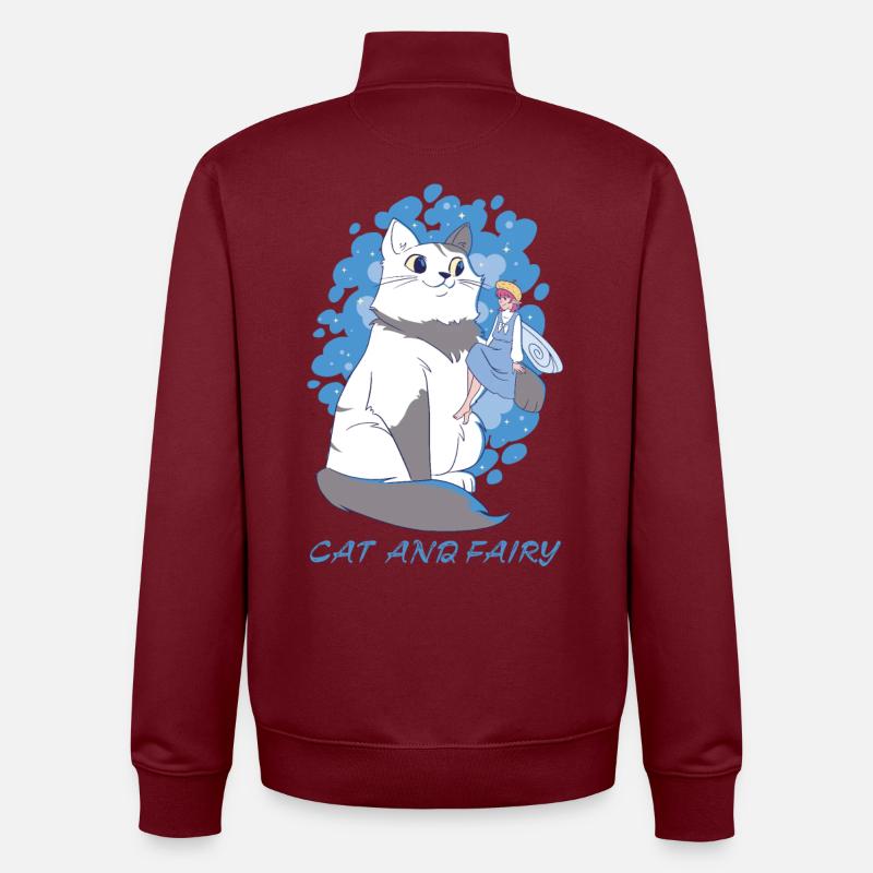 Chat et fée - Sweat zippé unisexe en coton bio Stanley/Stella - bordeaux
