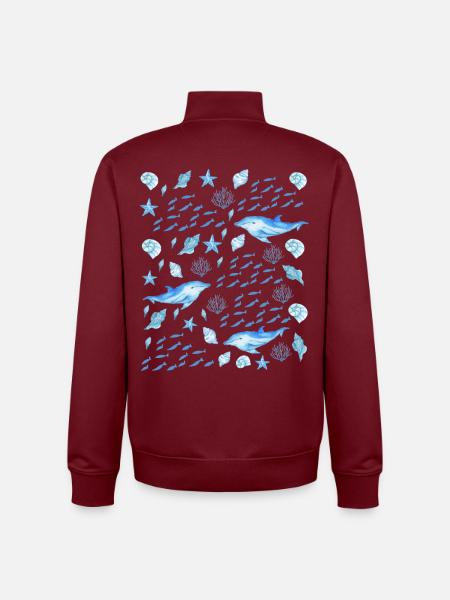 Sea Creatures - Marine Life Lovers - Unisex Organic Zip Sweatshirt by Stanley/Stella - burgundy