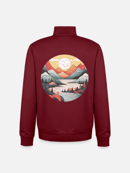 landscape nordic style - Unisex Organic Zip Sweatshirt by Stanley/Stella - burgundy