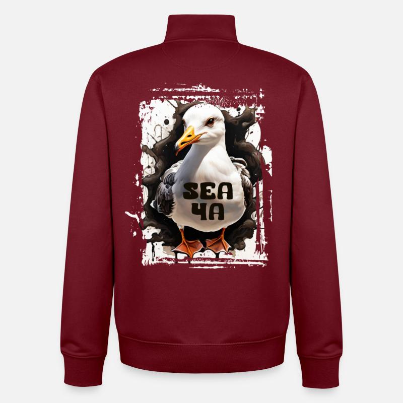 Sea Ya Möwe  - Unisex Organic Zip Sweatshirt von Stanley/Stella - Burgunderrot