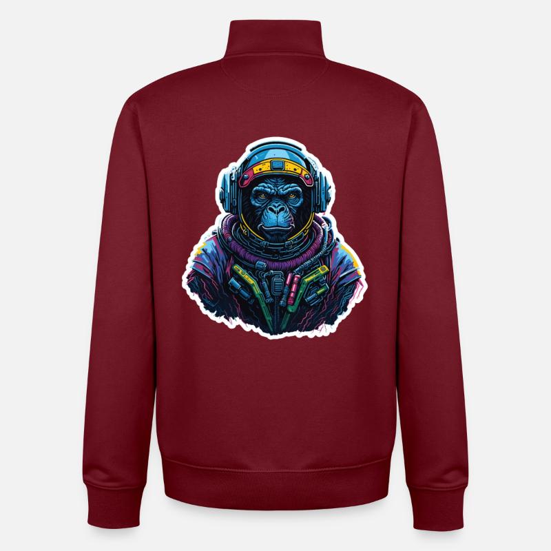 Gorille Astronaute Neon - Sweat zippé unisexe en coton bio Stanley/Stella - bordeaux