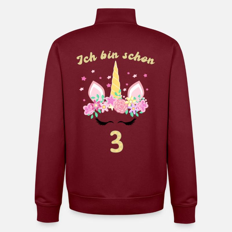 Ich Bin Schon 3 - Unisex Organic Zip Sweatshirt von Stanley/Stella - Burgunderrot
