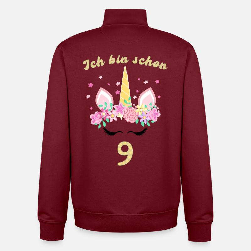 Ich bin schon 9  - Unisex Organic Zip Sweatshirt von Stanley/Stella - Burgunderrot